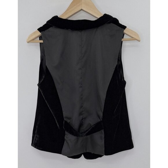 J Jill Black Silk Blend Front Velvet Waistcoat Vest Sz XS Elegant Boho Classy - Picture 2 of 9